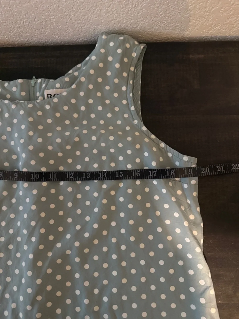 Vintage B.G.B. Ltd. Blue White Polka Dots Drop Waist Mini Dress 80s Size 14